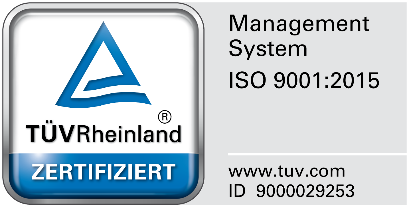 TÜV Rheinland Prüfzeichen - ISO 9001:2015 - Wiedmann & Winz GmbH