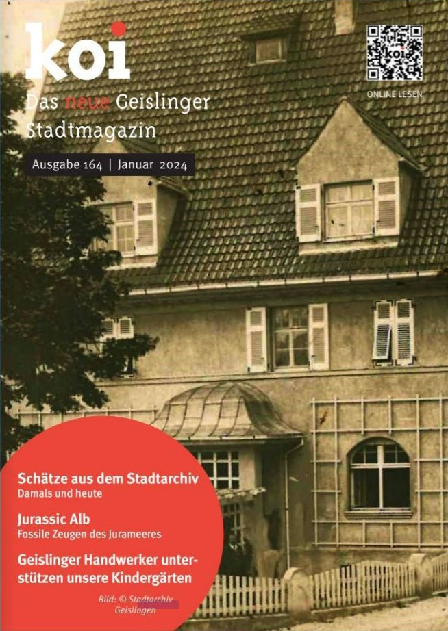 Das Coverbild des Geislinger Stadtmagazins koi (Ausgabe 164 - Januar 2024).